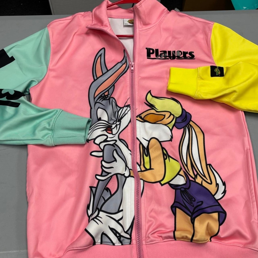Space Jam Bugs Bunny Lola Bunny Players Pink Colorblock Track Jacket Small